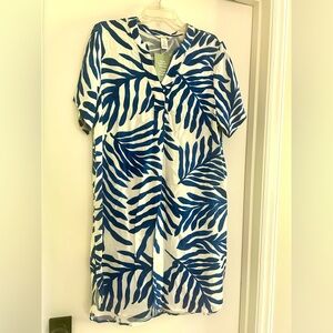 NWT H&M size small Blue and White Leaf Print Dress
